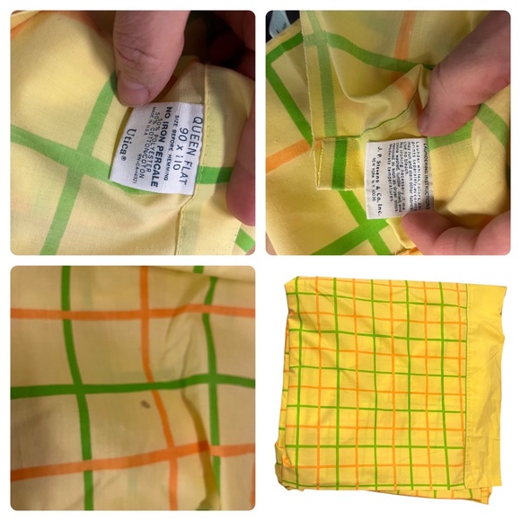 VTG 1970s JP Stevens Percale Bright Retro Yellow Full Bed Linens Sheet Set of 3 - Picture 4 of 4